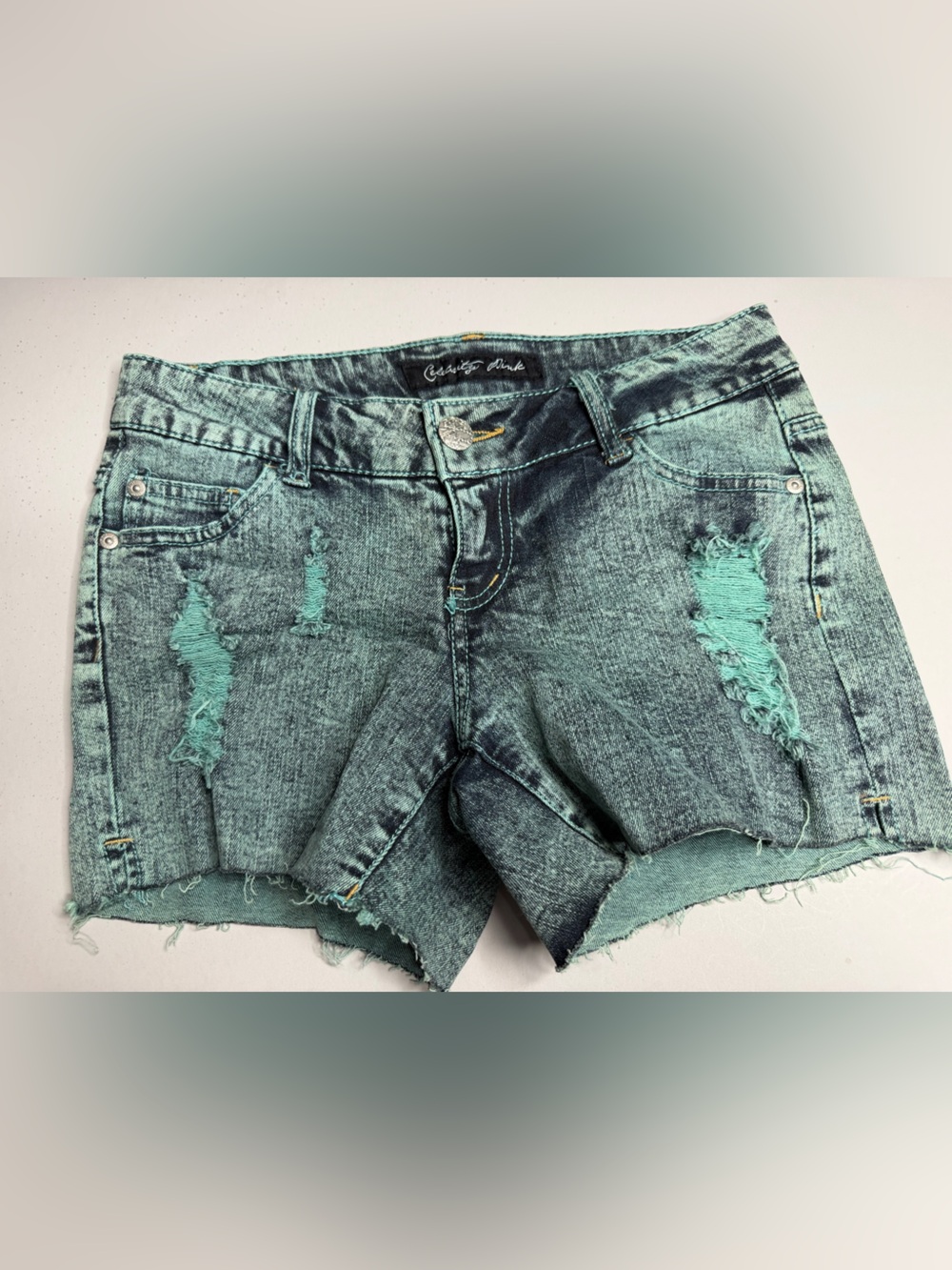 Celebrity Pink Jeans Shorts Women’s Size 3 Turquoise Mosaic Acid Wash Distressed